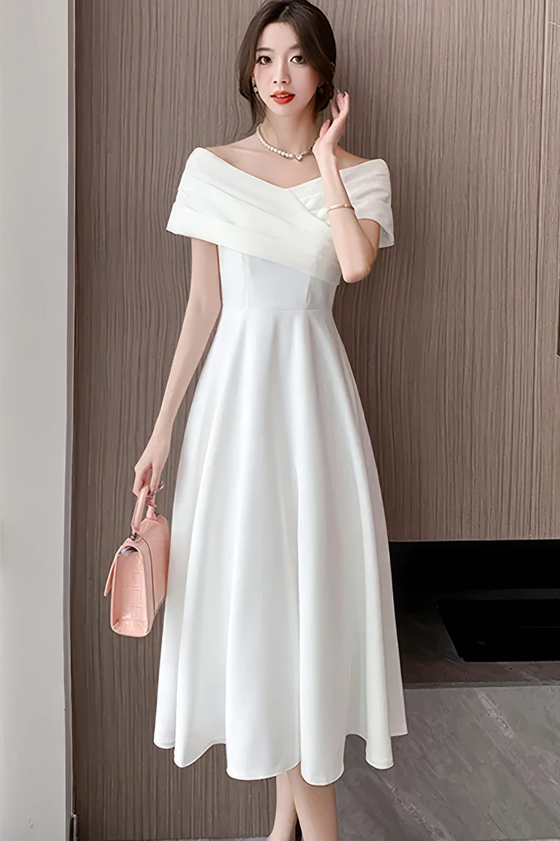 Soirée Robe Blanche Droite Chic Robe Cocktail Mariage Blanche