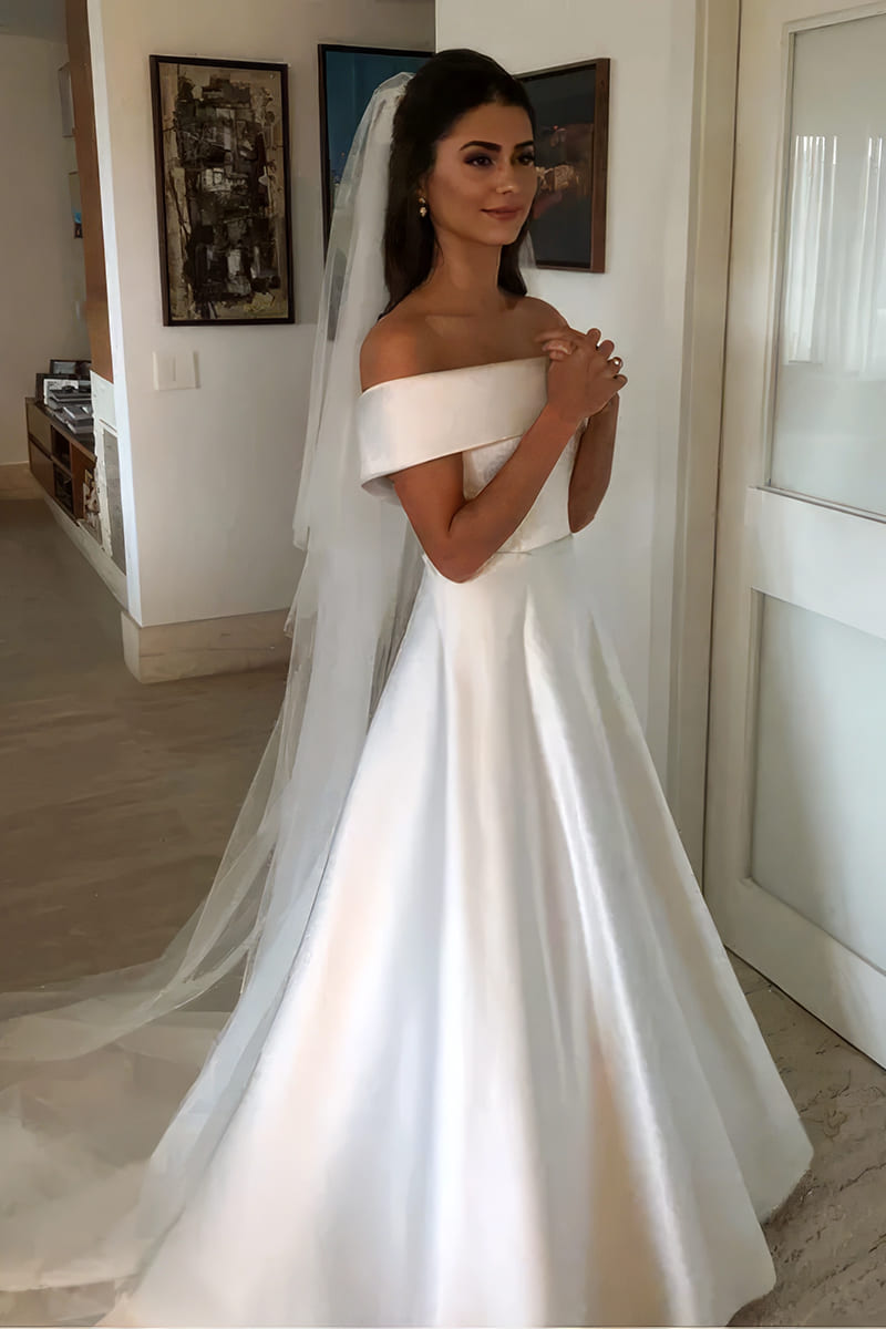 Robe Mariée Col Bateau Étoile Nuptiale – Etoile Nuptiale
