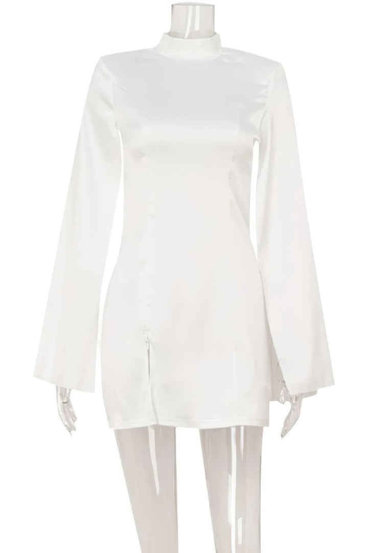 Robe Blanche Courte Élégante à Manches Ouvertes - Élise