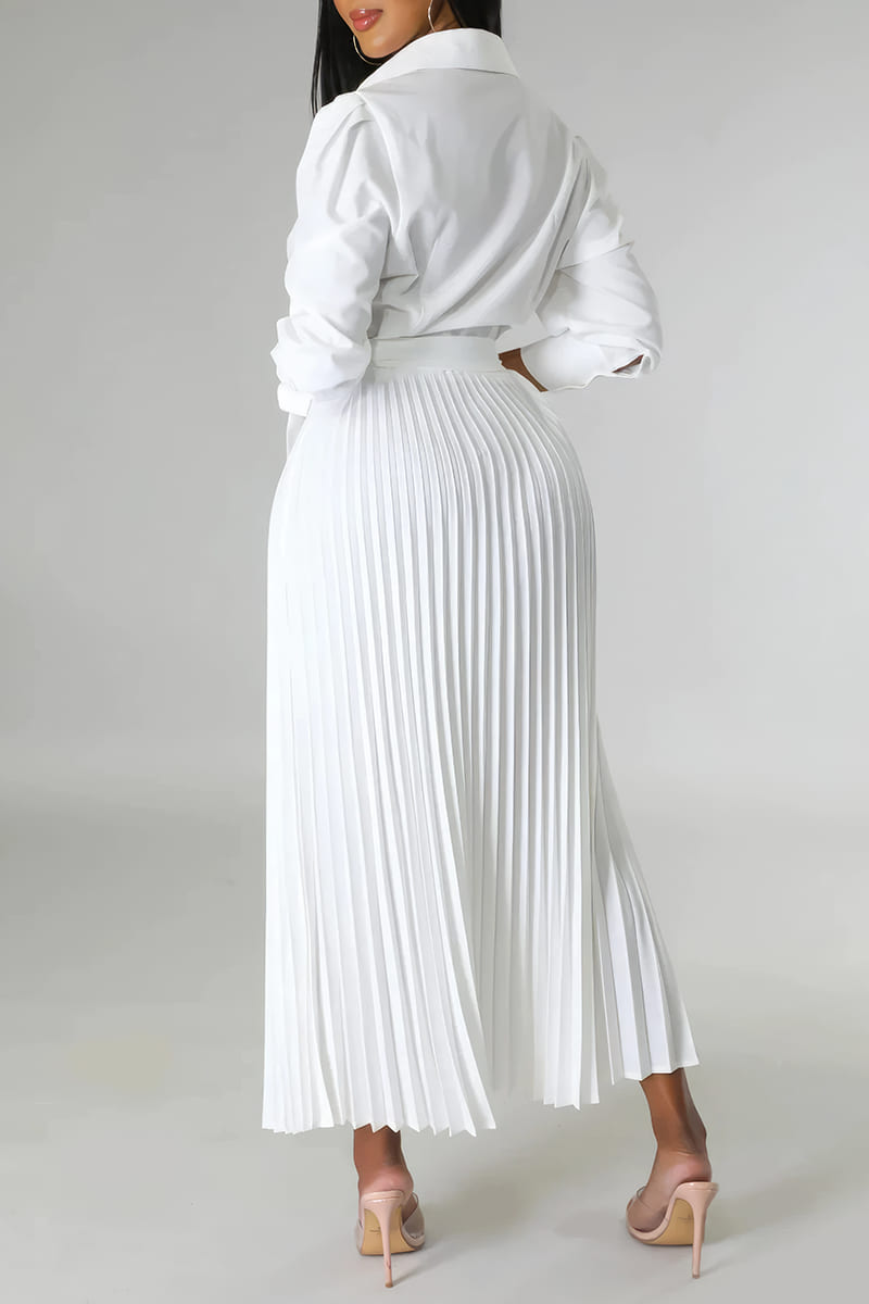 Robe Blanche Plissée d'Invitée au Mariage - Éloïse