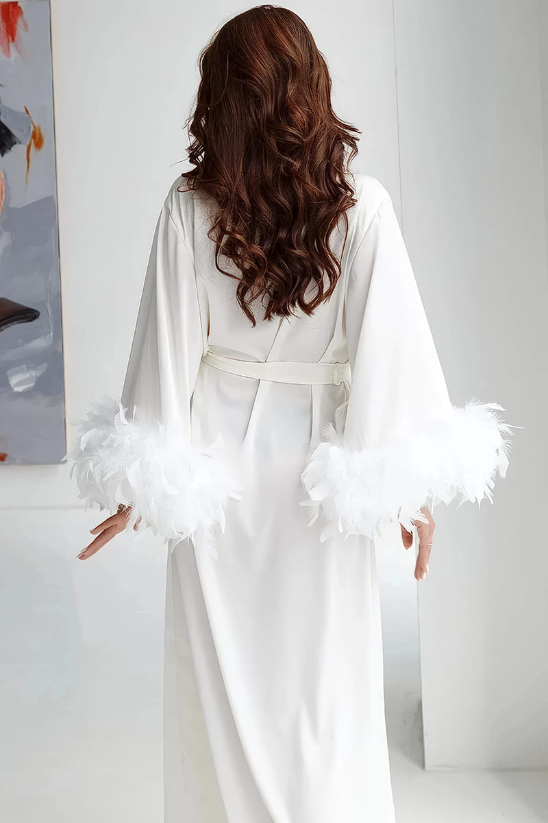 Robe Longue Bohème Stolen Hearts – Blanche, Fendue, Manches Papillon, Taille Unique