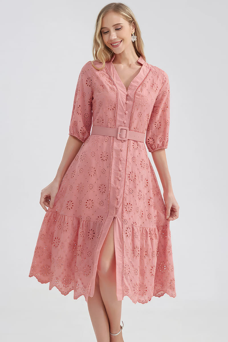 Robe Vieux Rose d'Invitée au Mariage - Octavie